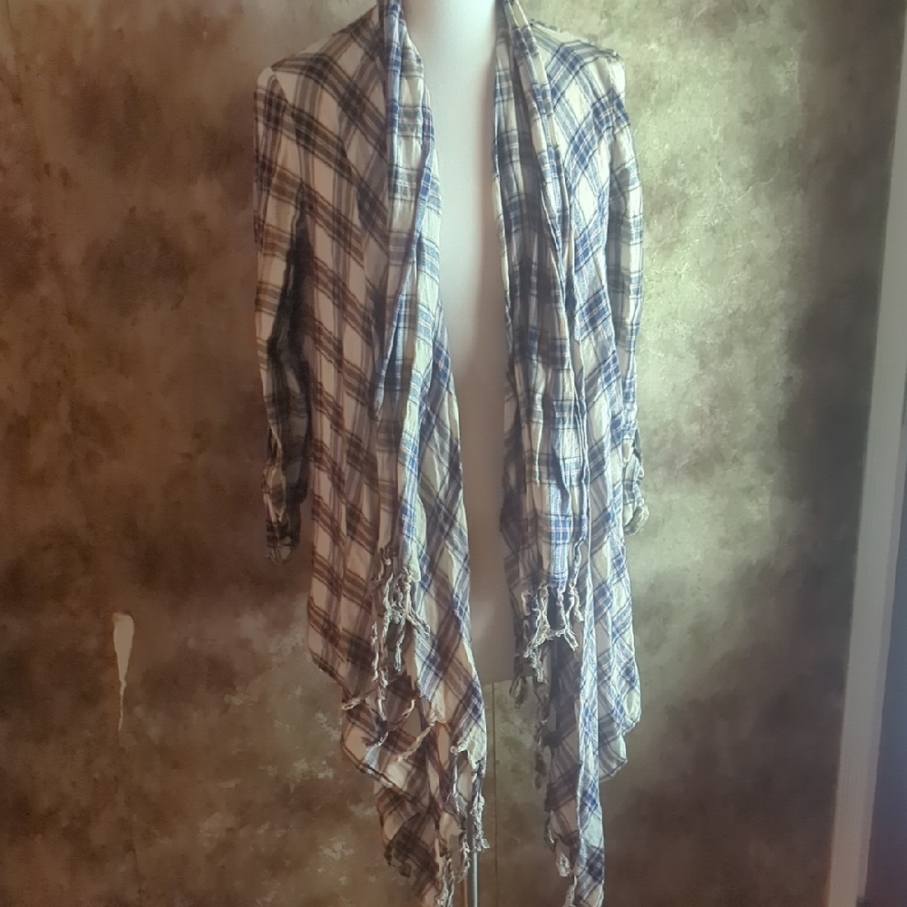 Plaid Fringe Cardigan/Shirt